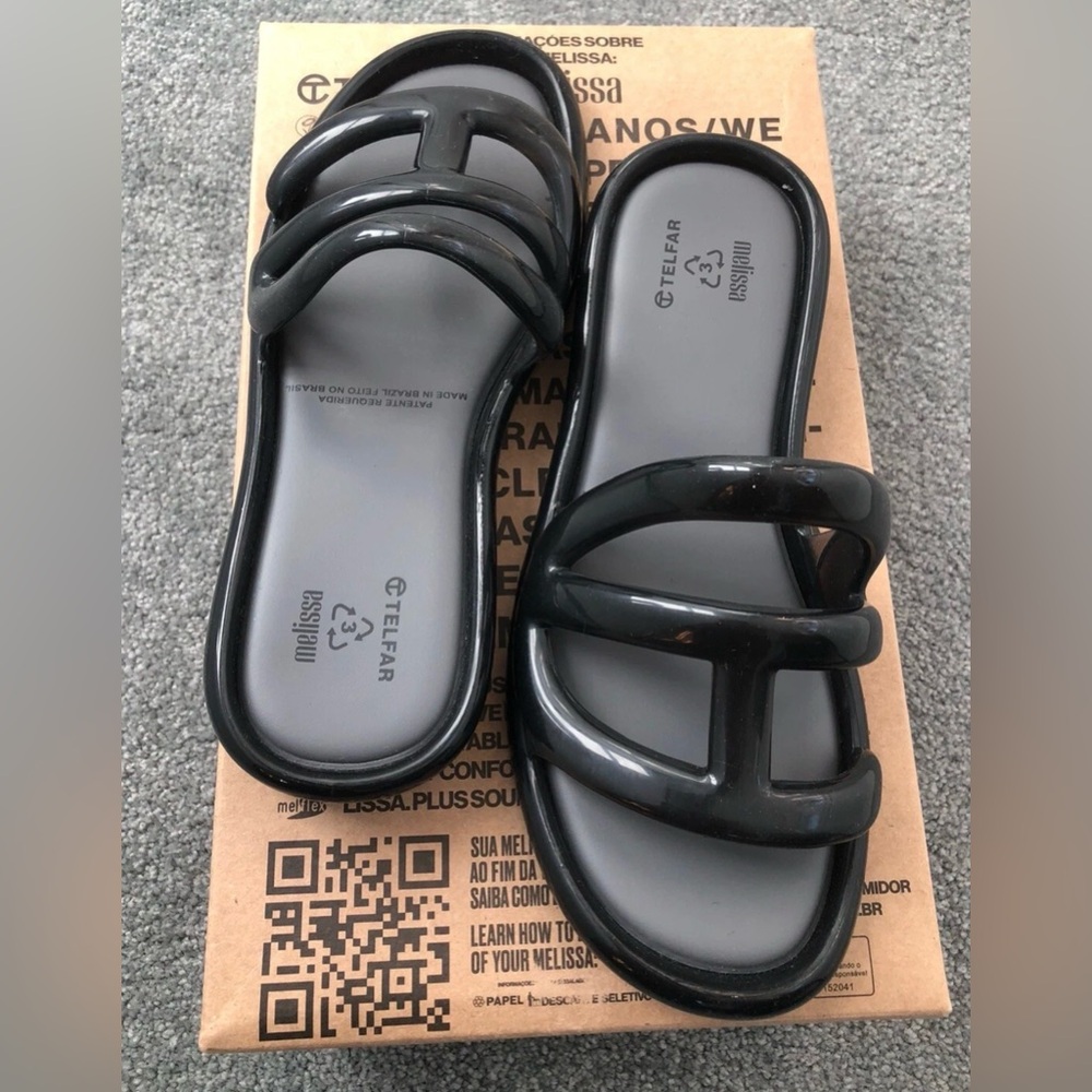 NEW Telfar x Melissa collab jelly jellies rubber black slides sandals shoes 7